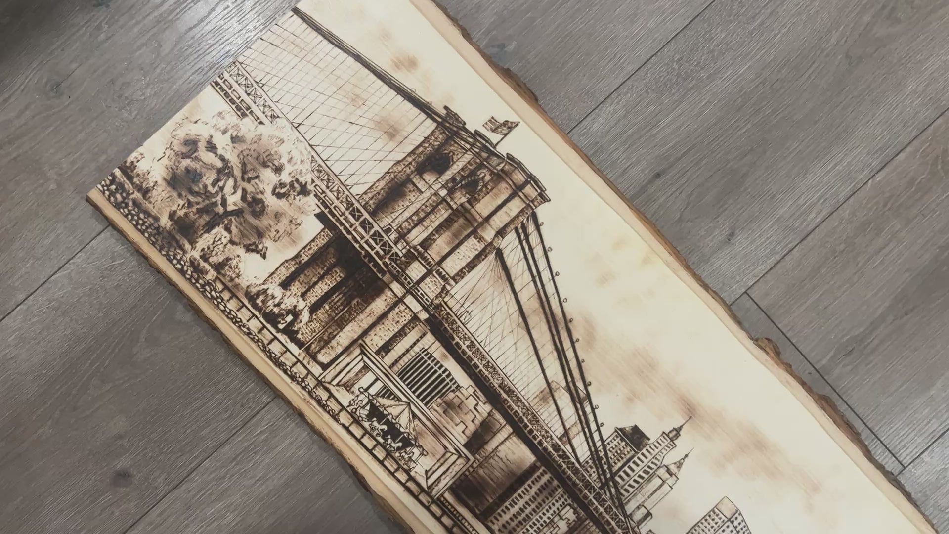 New York City Skyline (Large Size No Color)- Original Wood Burn