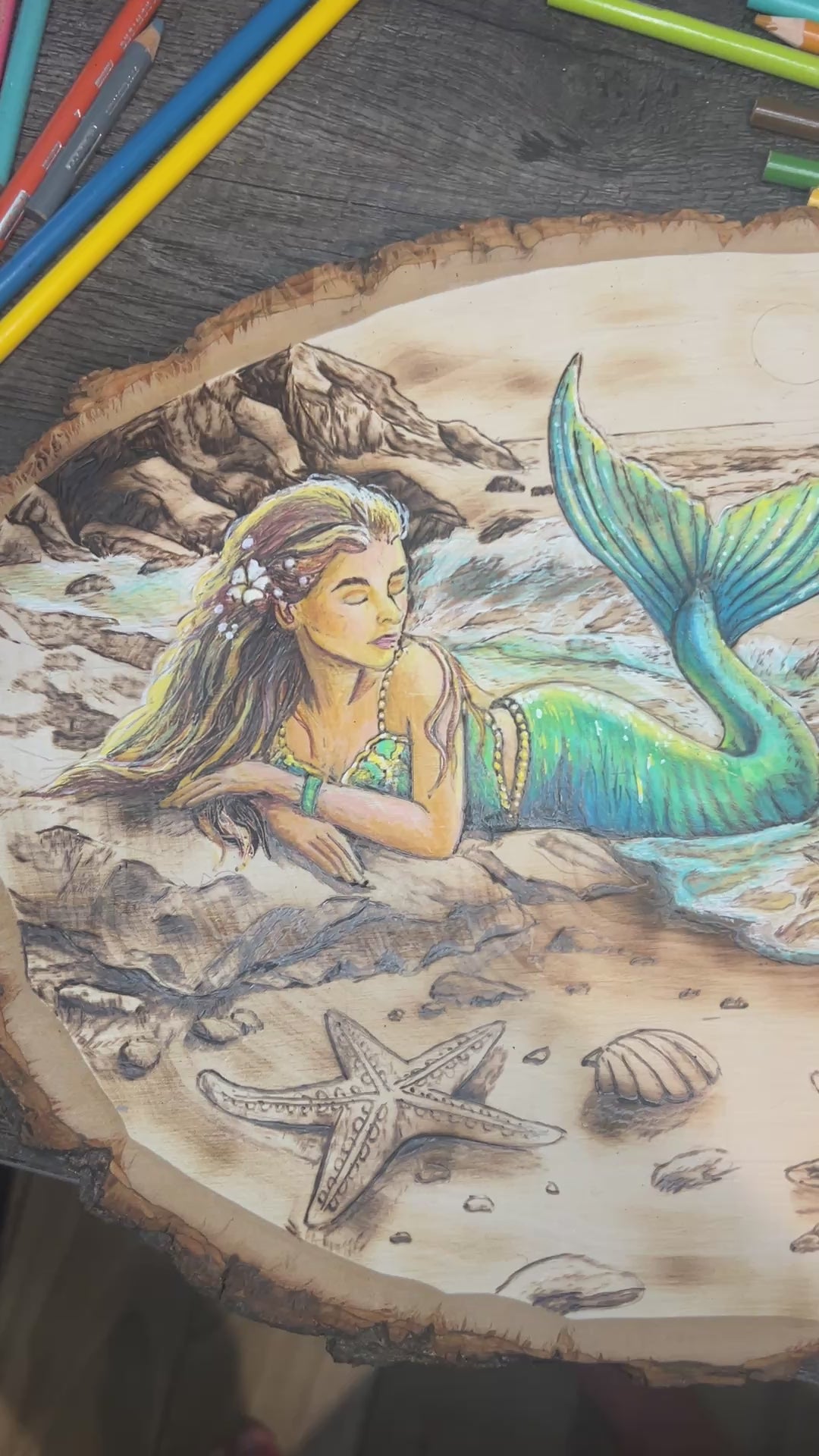 Laying Mermaid - Original Wood Burn