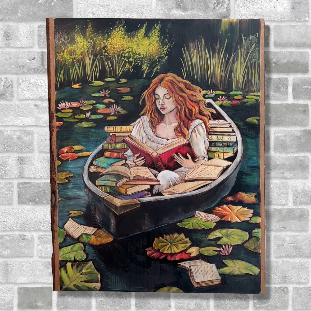 Drifting Through Pages- Original Wood Burn